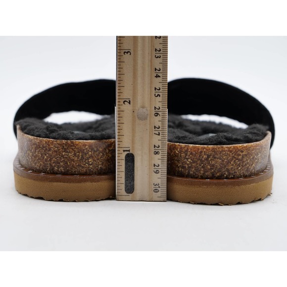 Vince Camuto Sandals Womens 6 Kanadial Black Suede Faux Fur Lined Slides Studded - Picture 10 of 11